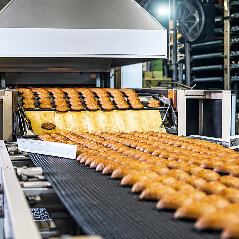 productie van gebak aan de lopende band